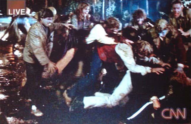Pittsburgh residents participate in a zombie-preparedness training exercise in 1998.