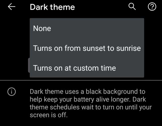 Schedule Dark Mode so that it comes on when it benefits you the most. 