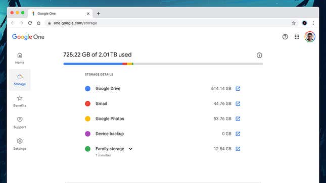 Your Google One storage stretches across Google services.