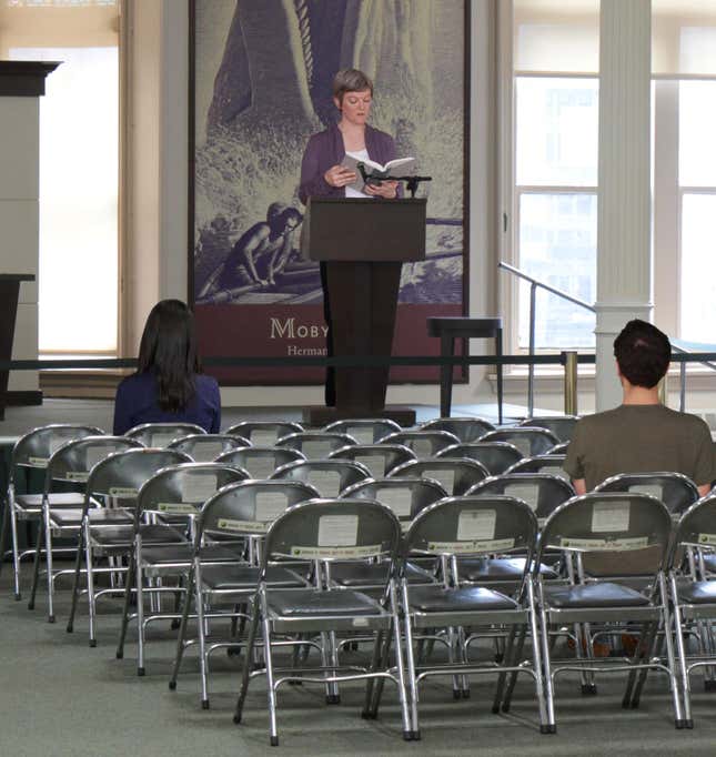Massey says a small group of two or three deserves as good a reading as a buzzing crowd of nine.
