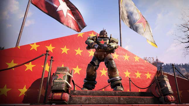 Image for article titled Fallout 76 Robot Won&#39;t Stop Spamming Players With Communist Propaganda