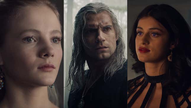 Geralt and two of the most important women in his life, Ciri and Yennefer.