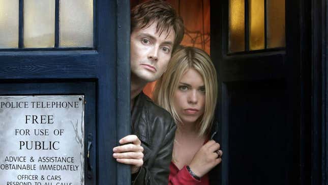 David Tennant and Billie Piper in Doctor Who. 