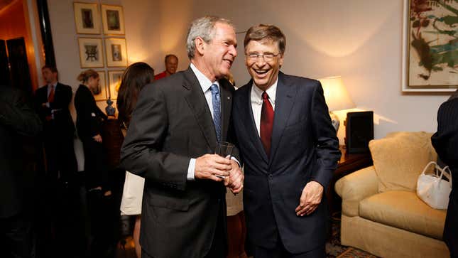 President George W. Bush with Bill Gates in Beijing, China on August 9, 2008