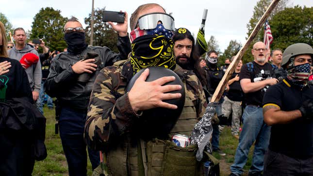 Image for article titled Overwhelmed White Nationalist Militia Spread Way Too Thin Plotting Attacks Against Everyone Trump Wants