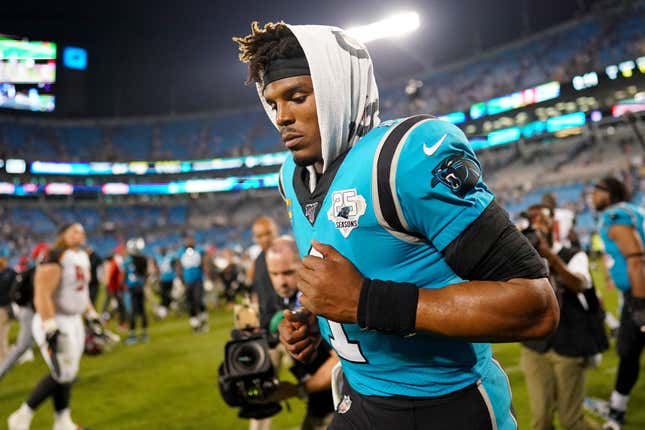 Image for article titled Busted-Up Cam Newton Is Going To Be Out For A While