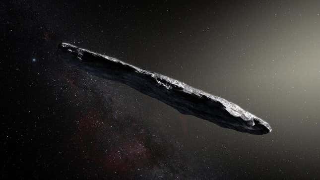 Artist’s impression of ‘Oumuamua.