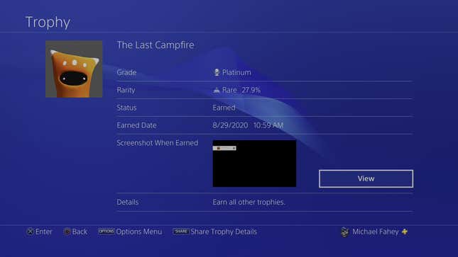 Only 27.9 percent of players have earned this rare trophy. 