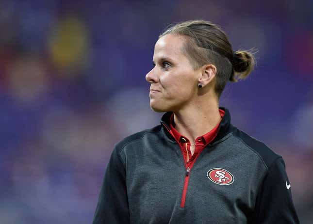Image for article titled The 49ers&#39; Katie Sowers Will Be the First Woman and Openly Gay Coach to Head to the Super Bowl