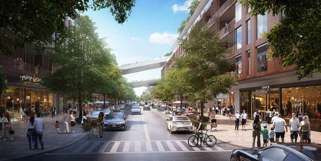 Renderings of the proposed mixed-use center.