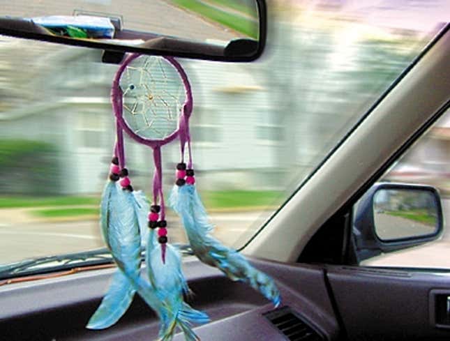 Image for article titled Dreamcatcher On Rearview Mirror Protects Sleeping Driver