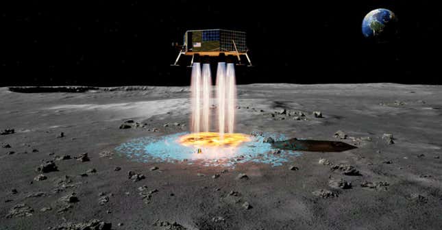 Imagen para el artículo titulado Los futuros aterrizajes en la Luna tienen un problema inesperado: podrían afectar a las naves en órbita