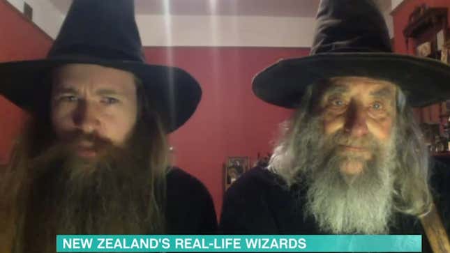 The Christchurch Wizard (right) and his apprentice appear on TV during better times.