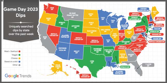 Image for article titled The Most Popular Super Bowl Party Dips, by State