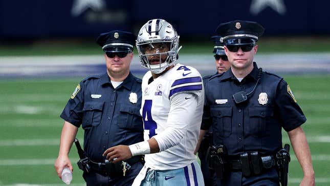 Image for article titled Texas State Troopers Arrest Dak Prescott For Terminating Conceived Playcall With Audible