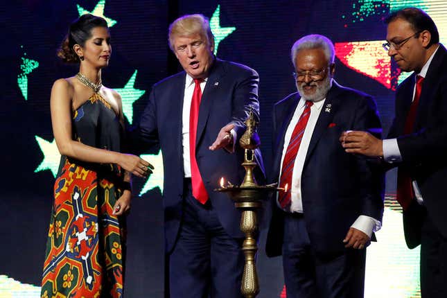 Donald Trump at a charity concert put on by the Republican Hindu Coalition in New Jersey