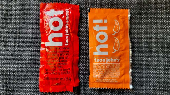 Taco John's hot sauce, before and after
