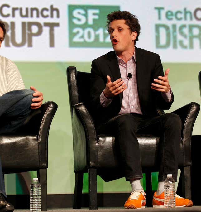 Cloudera&#039;s Kirk Dunn and Box&#039;s Aaron Levie speak during a question and answer session at the TechCrunch Disrupt conference in San Francisco