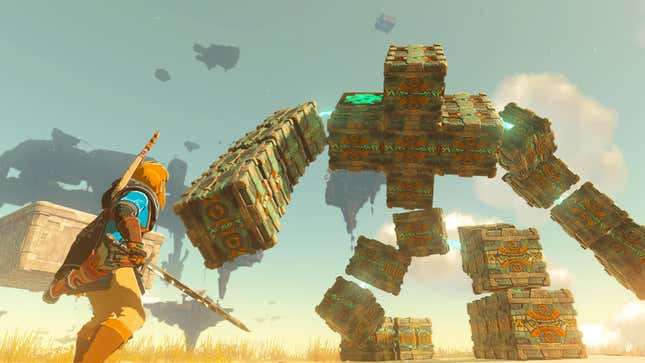 Link battles a block monster in his new premium priced game.