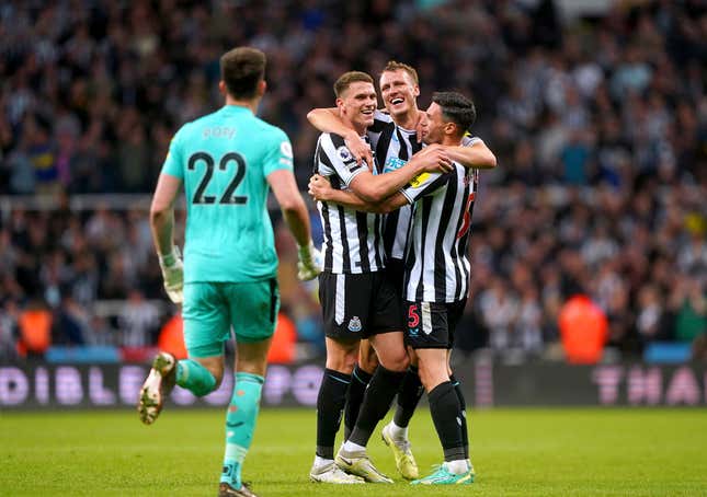 Newcastle celebrates a major W over Leicester City, qualifying the club for a spot in the Champions League.