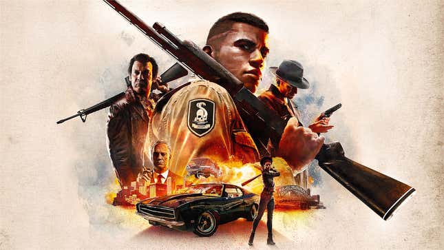 Key art for Mafia 3 showing its protagonist holding a rifle. 