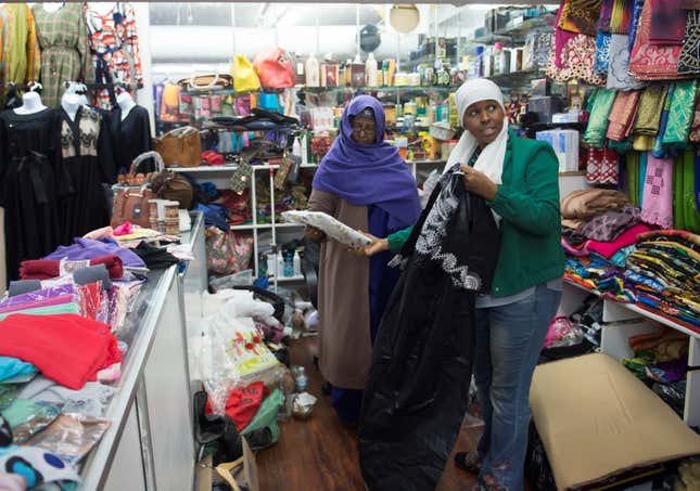 Somali clothes shop at the Karmel Square Somali Mall in Minneapolis, Minnesota