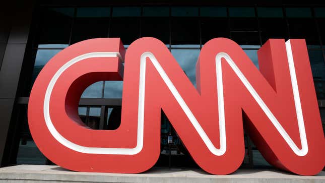 The CNN logo in front of their Atlanta, Georgia headquarters.