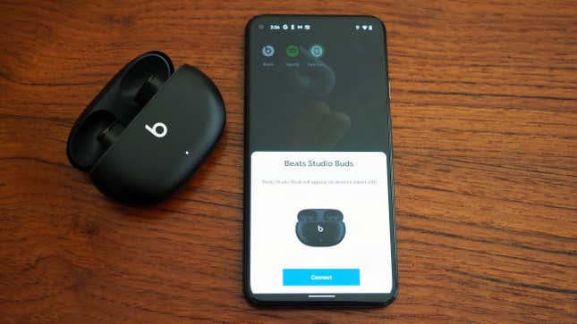 Beats Studio Buds paired with a Google Pixel 5