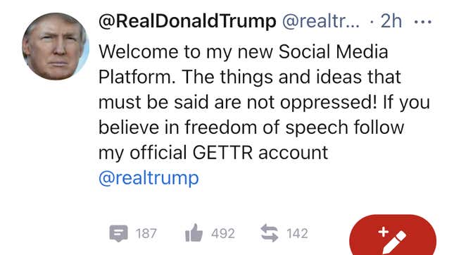 Image for article titled Blatant Twitter Rip-off Gives Trump 700 Characters to Spew Hate