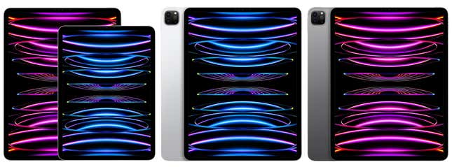 The two size and color options of the sixth-generation iPad Pro sitting side by side.