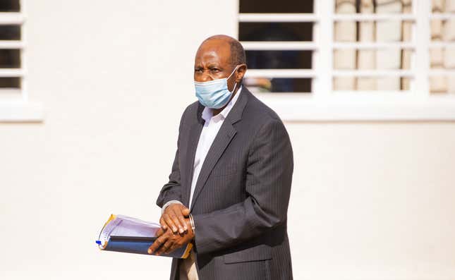 KIGALI, RWANDA - SEPTEMBER 17: Paul Rusesabagina leaves after attending his trial at the Kicukiro Court in Kigali, Rwanda, on September 17, 2020. Paul Rusesabagina, whose actions during the Rwanda’s 1994 genocide inspired the film “Hotel Rwanda”, was charged with terrorism and other crimes. 