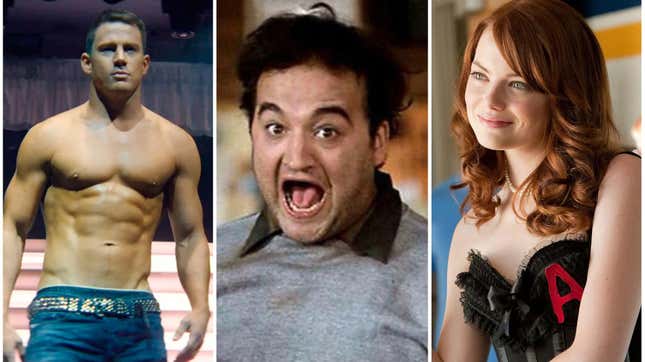 (L-R:) Magic Mike XXL (Screengrab, Warner Bros.), National Lampoon’s Animal House (Screengrab, Universal Pictures), Easy A (Sony Pictures)