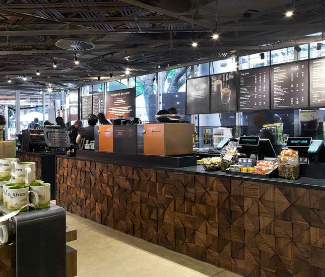Seattle meets Johannesburg in the interior of the first Starbucks in South Africa
