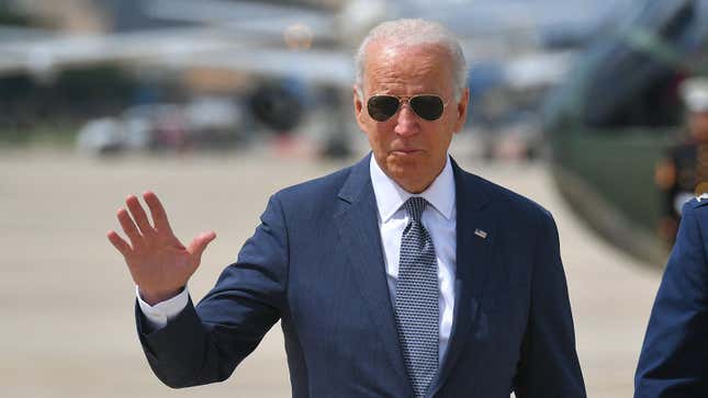 Joe Biden seen here boarding Air Force One at Andrews Air Force Base in Maryland on July 9, 2021, on his way to Wilmington, Delaware.