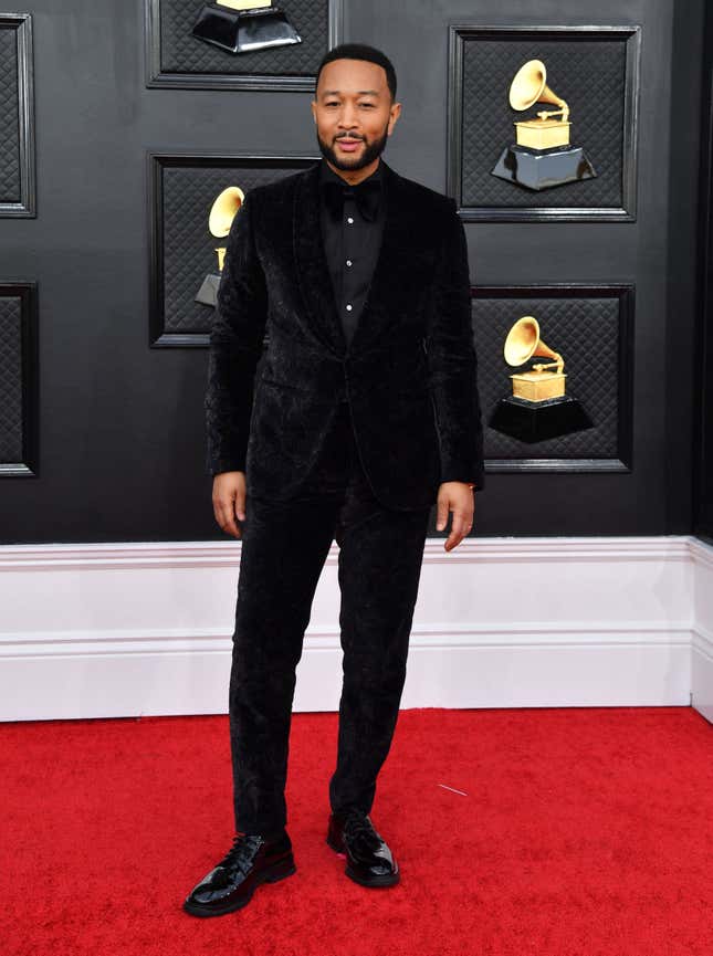 John Legend arrives for the 64th Annual Grammy Awards at the MGM Grand Garden Arena in Las Vegas on April 3, 2022.