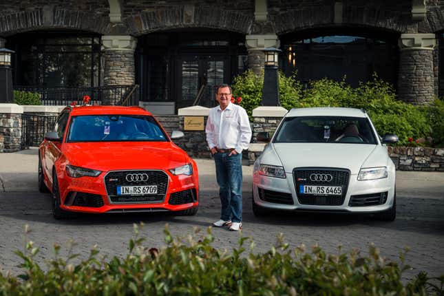 Stephan Reil, father of the Audi RS6, with a C7 (red) and C6 RS6 Avant.