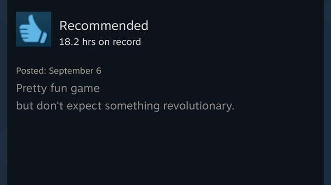 Zrzut ekranu przedstawiający recenzję Starfield Steam.
