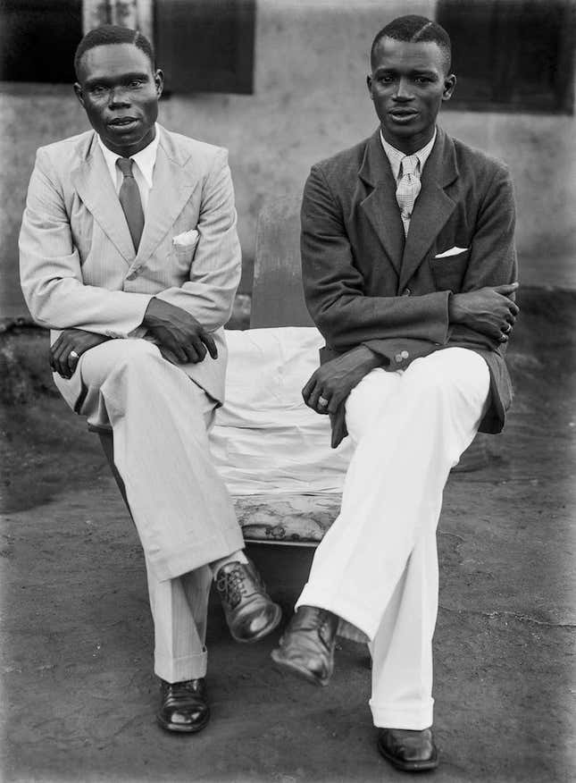 A portrait of two men from the Ideal Life Photo Studio in Benin City.
