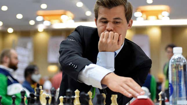 Magnus Carlsen competes at a chess tournament earlier this year. 