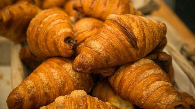 Pile of traditional croissants