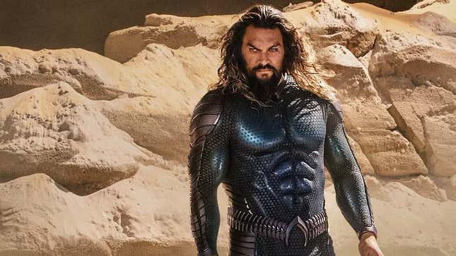 Jason Momoa as Arthur Curry/Aquaman in Aquaman and the Lost Kingdom's new black-and-silver 'Stealth' suit.
