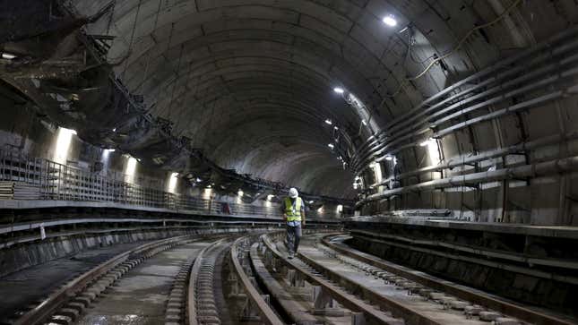 A tunnel for the new subway line, of which Zimbalist says, “The idea that you build a subway from Ipanema to Barra da Tijuca in my mind makes no sense.”