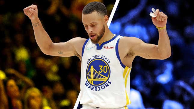 Steph Curry reacts to a play during the second quarter against the Dallas Mavericks in Game Three of the 2022 NBA Playoffs Western Conference Finals.