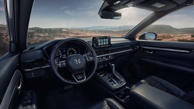 A photo of the interior on a Honda CR-V Hybrid SUV.