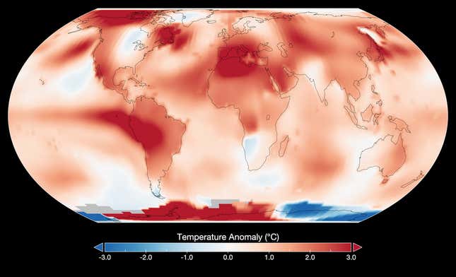 Anomalías de la temperatura en julio de 2023, el mes más caluroso de la historia según la NASA