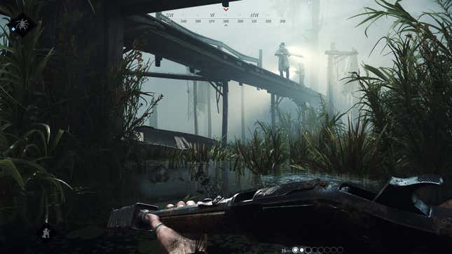 A Player Stalks Through The Swamp In Hunt: Shodown.