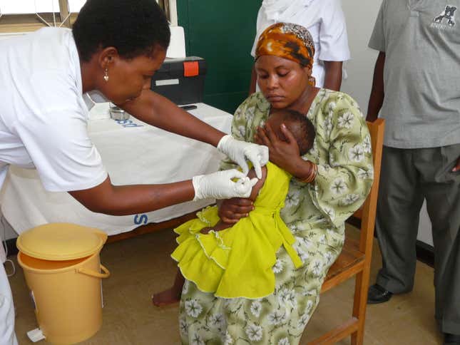 One of the first recipients of the new Malaria vaccine