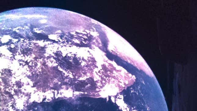 Shortly after launch, JUICE captured this image of Earth.