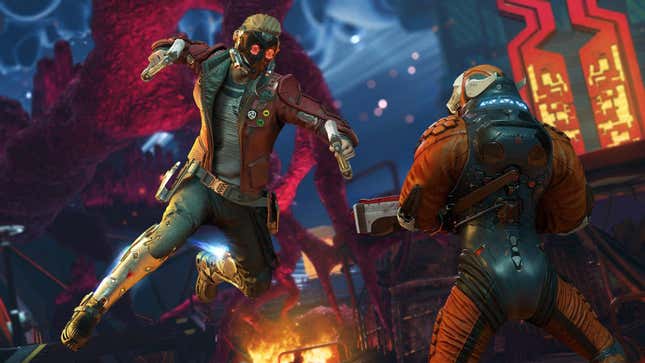 Star Lord punches an enemy in Guardians of the Galaxy, one of the best games on PS5.