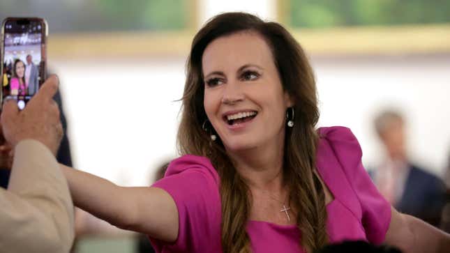 Rep. Tricia Cotham (R), onTuesday, May 16, 2023, in Raleigh, N.C., before the North Carolina House members debated whether to override Democratic Gov. Roy Cooper’s veto of an abortion bill.